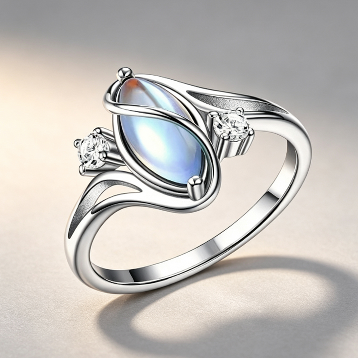 Twisted Wire Marquise Gemstone With Accent Diamond Ring, Thermochromic Ring