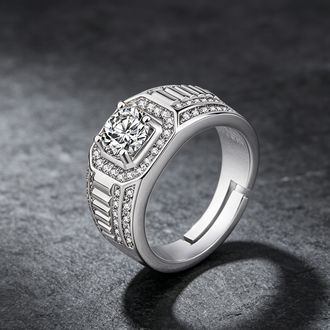 S925 &amp; 14K Adjustable Men’s Diamond Ring, Ideal Gift For Men’s Special Occasions
