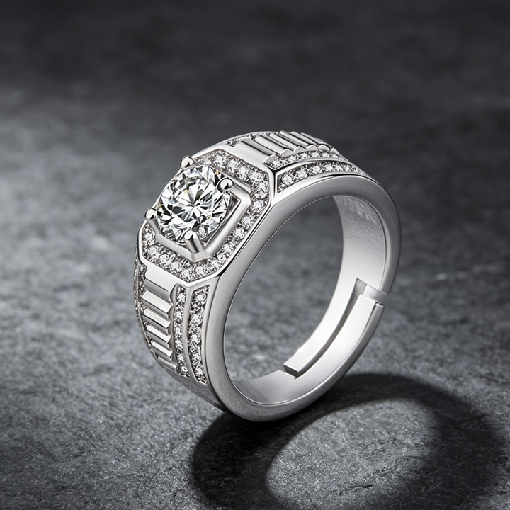 S925 &amp; 14K Adjustable Men’s Diamond Ring, Ideal Gift For Men’s Special Occasions