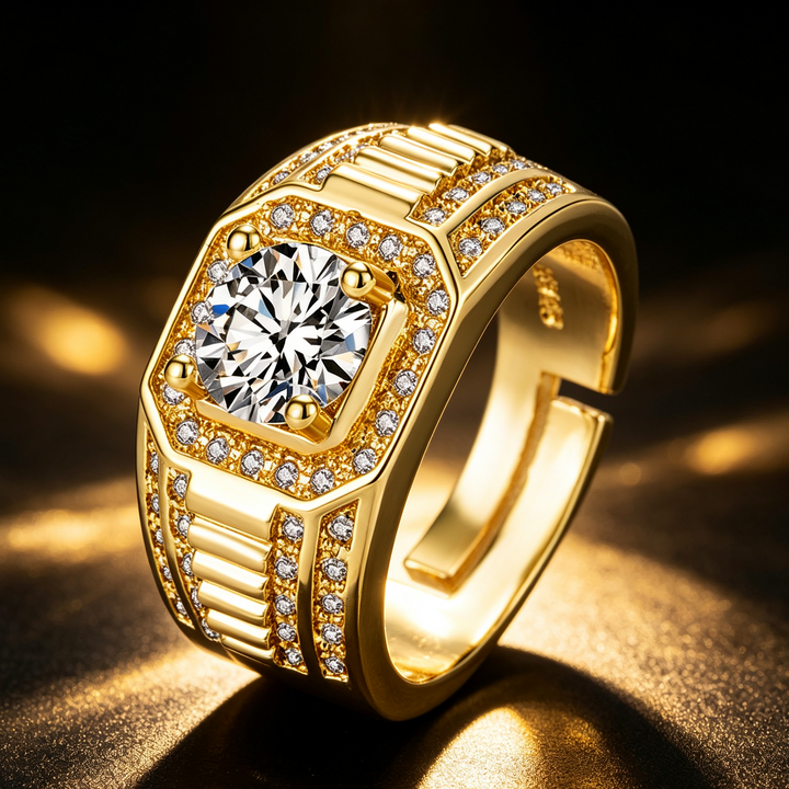 S925 &amp; 14K Adjustable Men’s Diamond Ring, Ideal Gift For Men’s Special Occasions