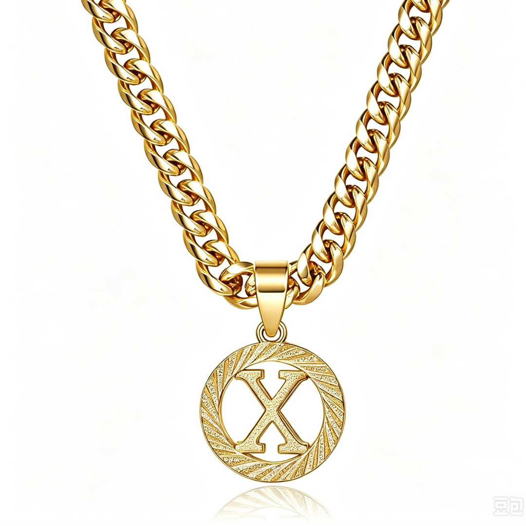 26 Initial Letter Necklace, Twisted Round Alphabet Pendant Figaro Chain for Men Women