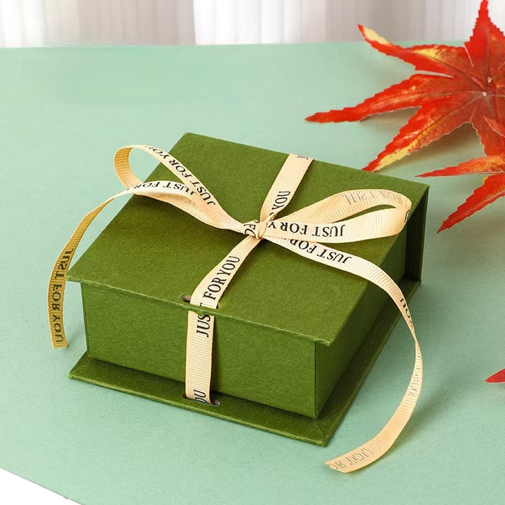 Ribbon‑Tied Textured Paper Jewelry Gift Box For Rings Necklaces Bracelets Other Accessories