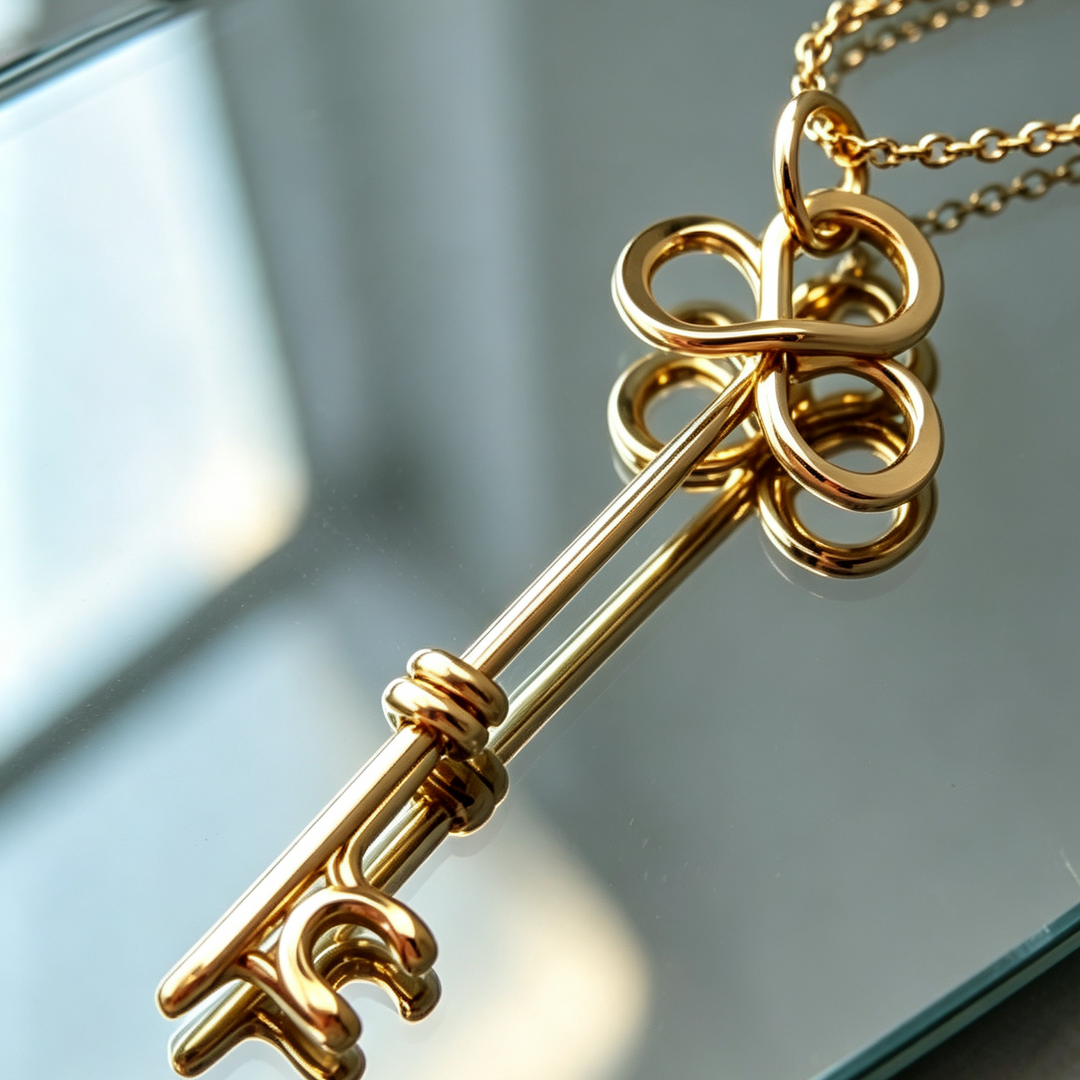 Handmade Wire Wrapped Key Pendant Necklace, Minimalist Vintage Key Jewelry