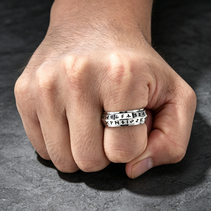 Rune Spinner Rotatable Ring, Stress-Relief Design, Distinctive Ring For Men