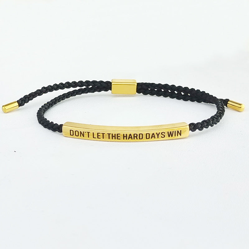 Encouragement Engraved Braided Rope Bracelet, Inspirational Gift For Men &amp; Women