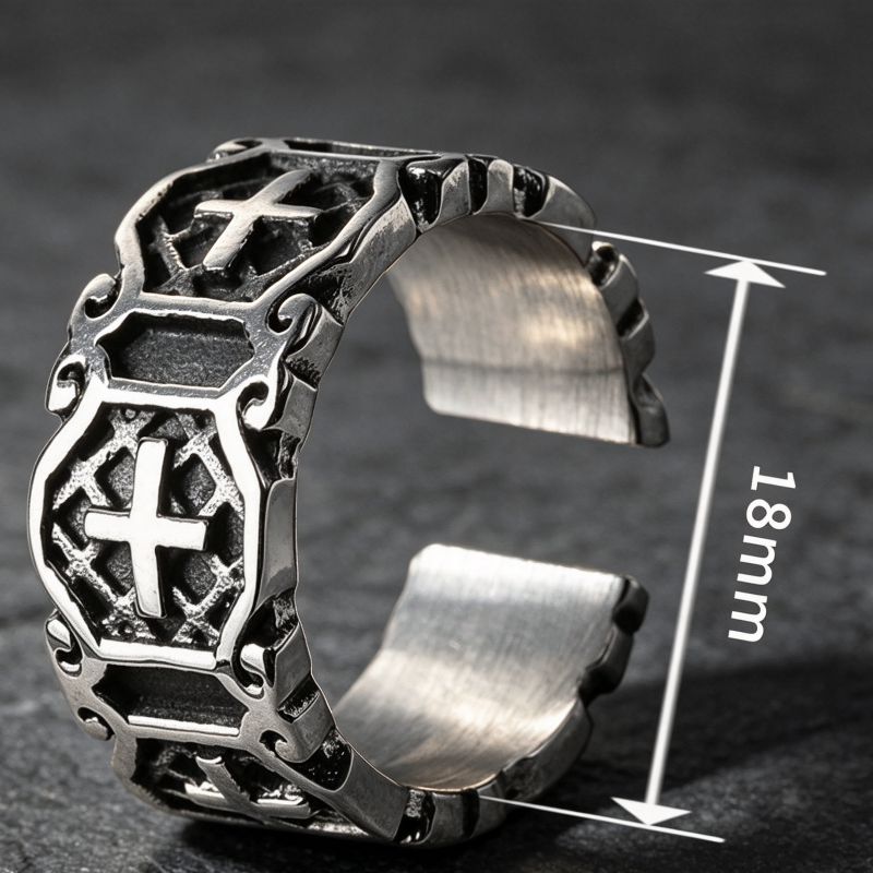 Multi‑Style Open Adjustable Men’s Statement Ring Collection, Vintage Textured Gothic Punk Rings