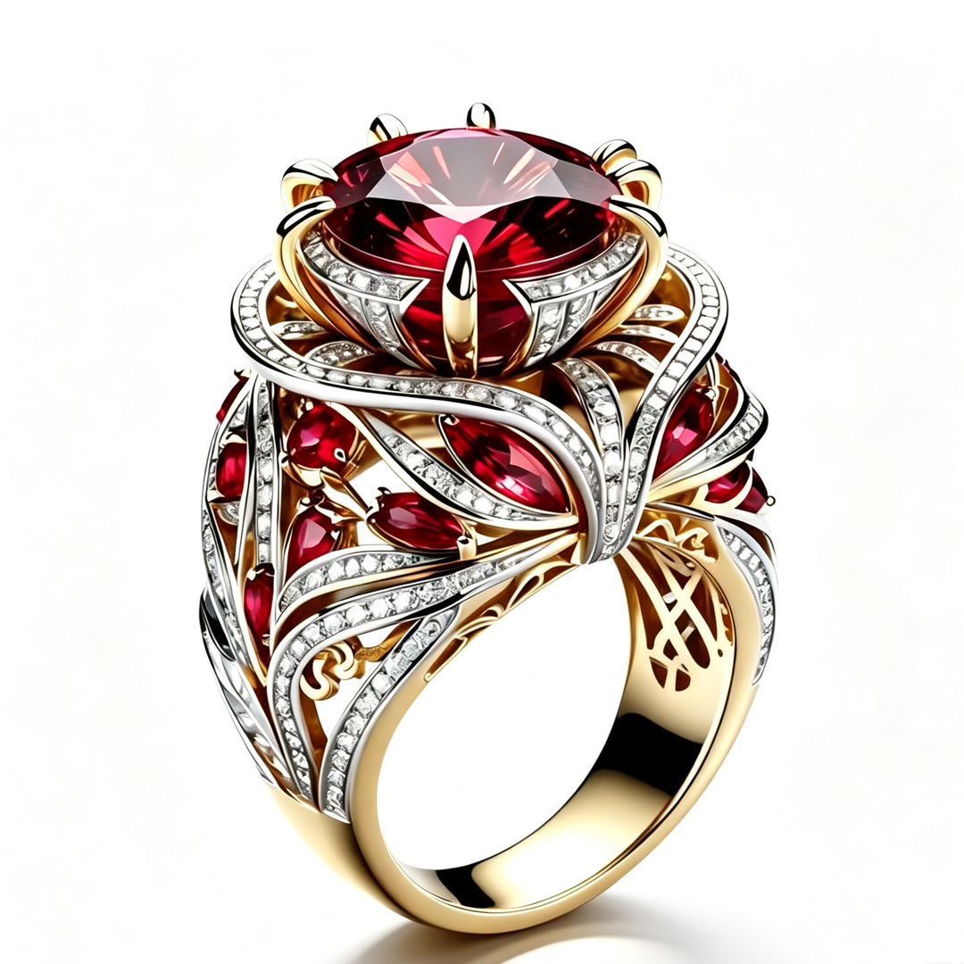 Luxury Twisted Floral Statement Ring, Bold Ornate Gem Ring for Special Occasions