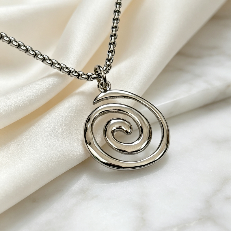 Minimalist Open Spiral Swirl Pendant Necklace, Y2K Rock Necklace Dainty Everyday Collarbone Jewelry