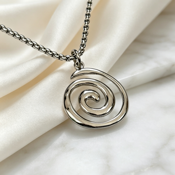 Minimalist Open Spiral Swirl Pendant Necklace, Y2K Rock Necklace Dainty Everyday Collarbone Jewelry