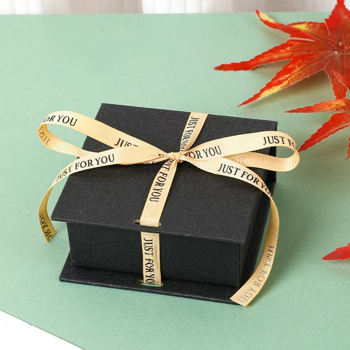 Ribbon‑Tied Textured Paper Jewelry Gift Box For Rings Necklaces Bracelets Other Accessories