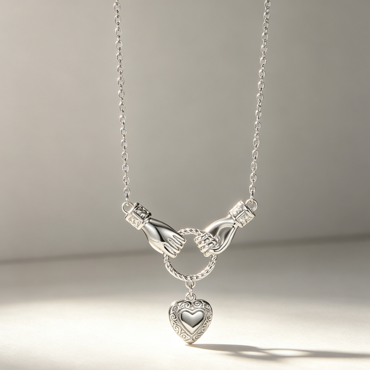 Open Cross‑Heart Ring &amp; Hand‑Hold Heart Necklace, Ideal for Daily Wear &amp; Gifting for Women