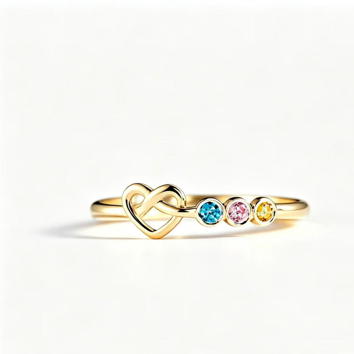 Adjustable Opening Interlocked Infinity Heart Stackable Ring, Dainty Personalized Family Promise Ring For Women