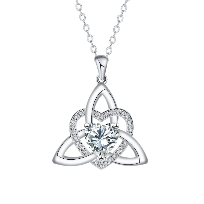 Celtic Trinity Knot Heart Birthstone Necklace, Hypoallergenic Women Sentimental Pendant