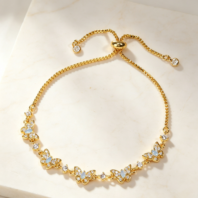 2 Tone Gold Silver Dainty Multi Butterfly Stackable Women Minimalist Coquette Wrist Jewelry