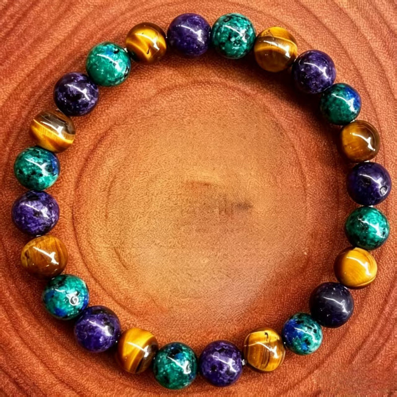 Round Polished Crystal Stone Stackable Wrist Band For Daily Casual Fashion Jewelry