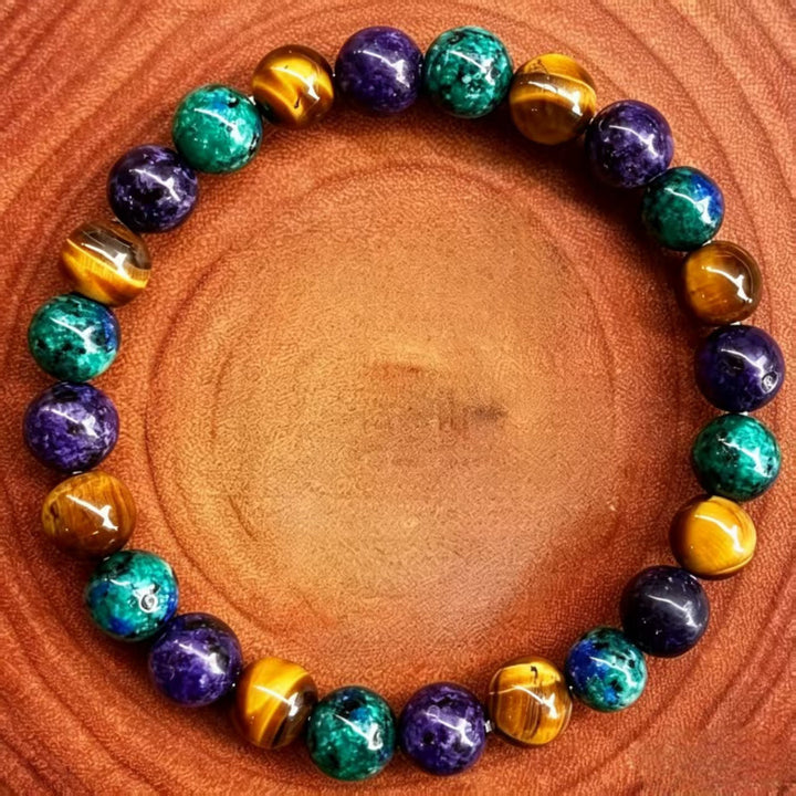 Round Polished Crystal Stone Stackable Wrist Band For Daily Casual Fashion Jewelry