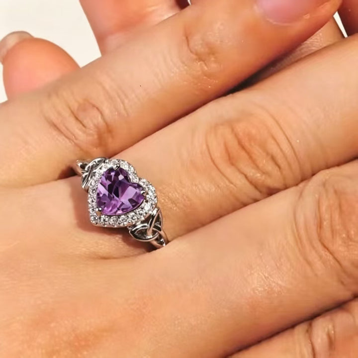 S925 Silver Heart‑Cut Gem Halo Ring, Thoughtful Gift Option For Women