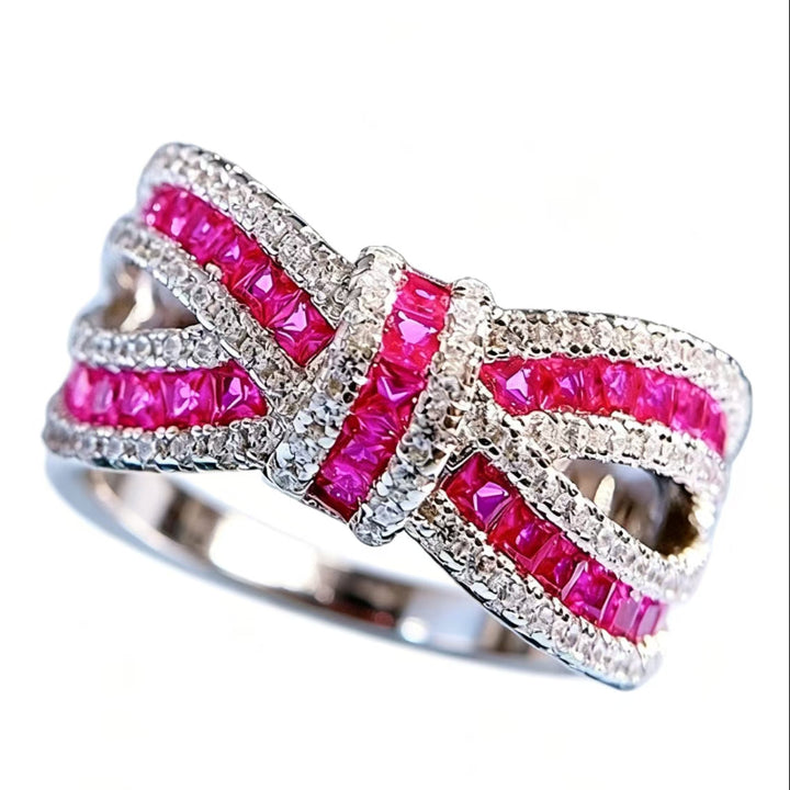 Bow‑Shaped Multi‑Color Gem &amp; Diamond Statement Ring, Women’s Wide Band Cocktail Ring