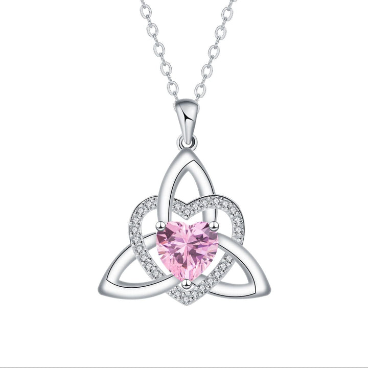 Celtic Trinity Knot Heart Birthstone Necklace, Hypoallergenic Women Sentimental Pendant