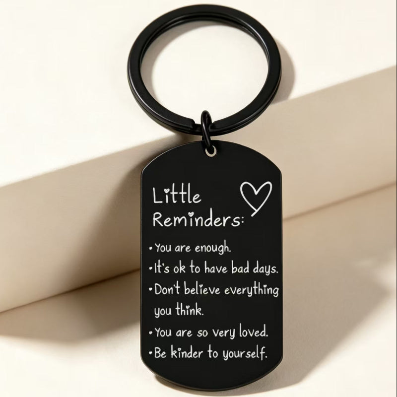 Inspirational Little Reminders Keychain, 3‑Color Motivational Quote Metal Key Ring