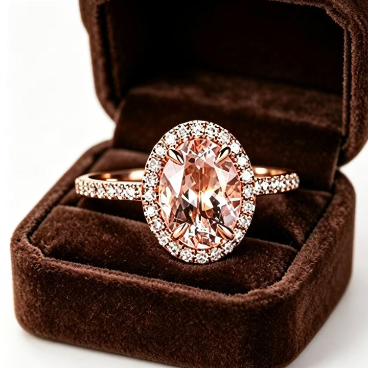 Oval Champagne Color Gemstone Promise Ring, Perfect for Gift &amp; Daily Wear for Women