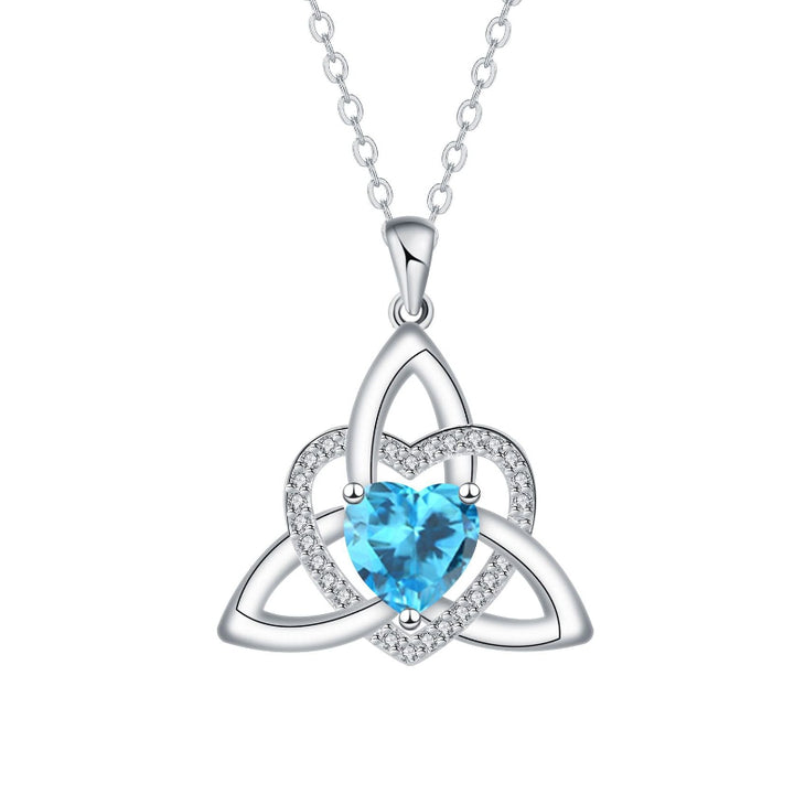 Celtic Trinity Knot Heart Birthstone Necklace, Hypoallergenic Women Sentimental Pendant