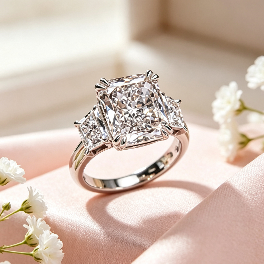 Stunning Square-Cut Diamond Statement Ring, Elegant Luxury Sparkling Ring for Women