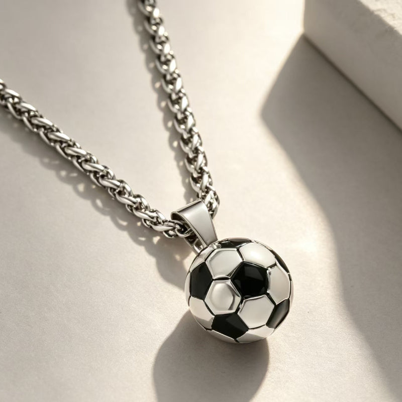 Heart‑Shaped Diamond Tennis Chain &amp; Soccer Pendant Necklace, Trendy, stylish Cuban chain necklace