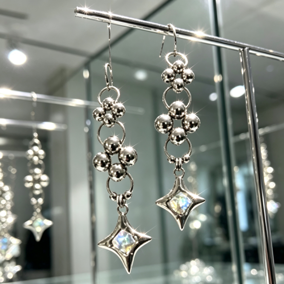 Vintage Beaded Star Drop Earrings, Handmade Dangle Earrings for Women Bohemian Style