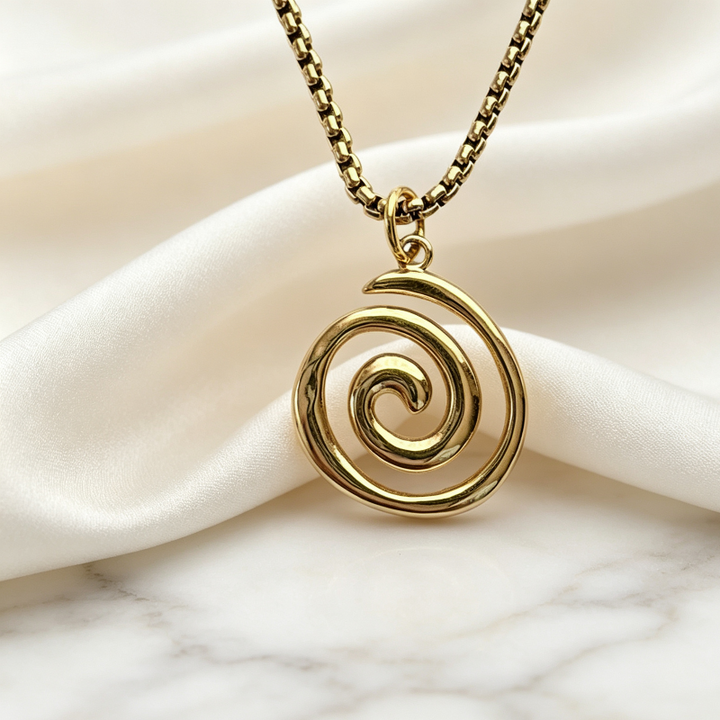 Minimalist Open Spiral Swirl Pendant Necklace, Y2K Rock Necklace Dainty Everyday Collarbone Jewelry