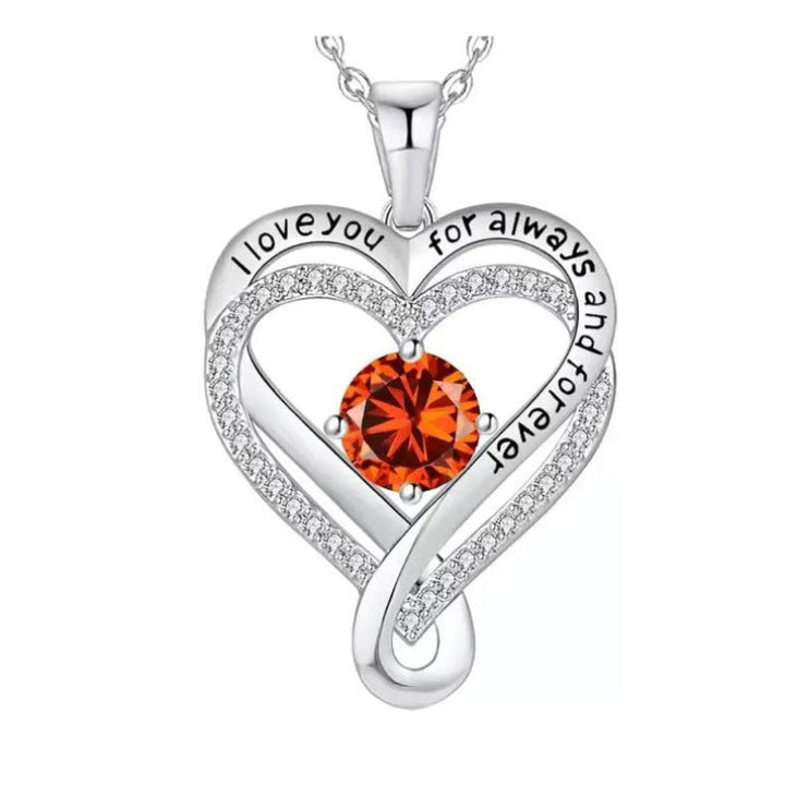 December Birthstone Eternal Heart Double Heart Necklace for Women