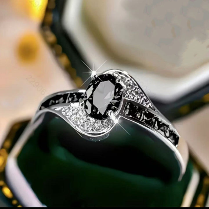 Twist Oval Stone Statement Ring, Multi Color Option Elegant Curved Band Ring for Women