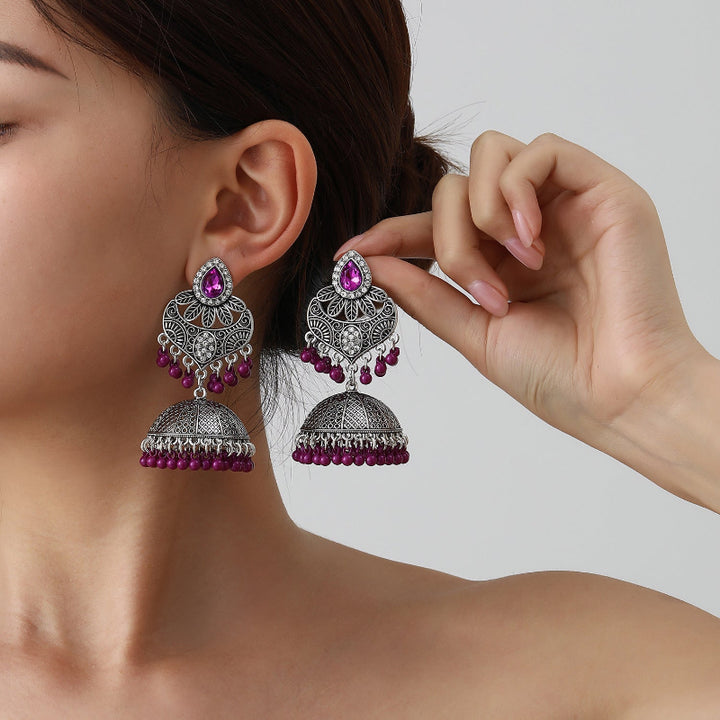 Openwork Retro Personalized Earrings, Bohemian Style Beaded Tassel Earrings for Women