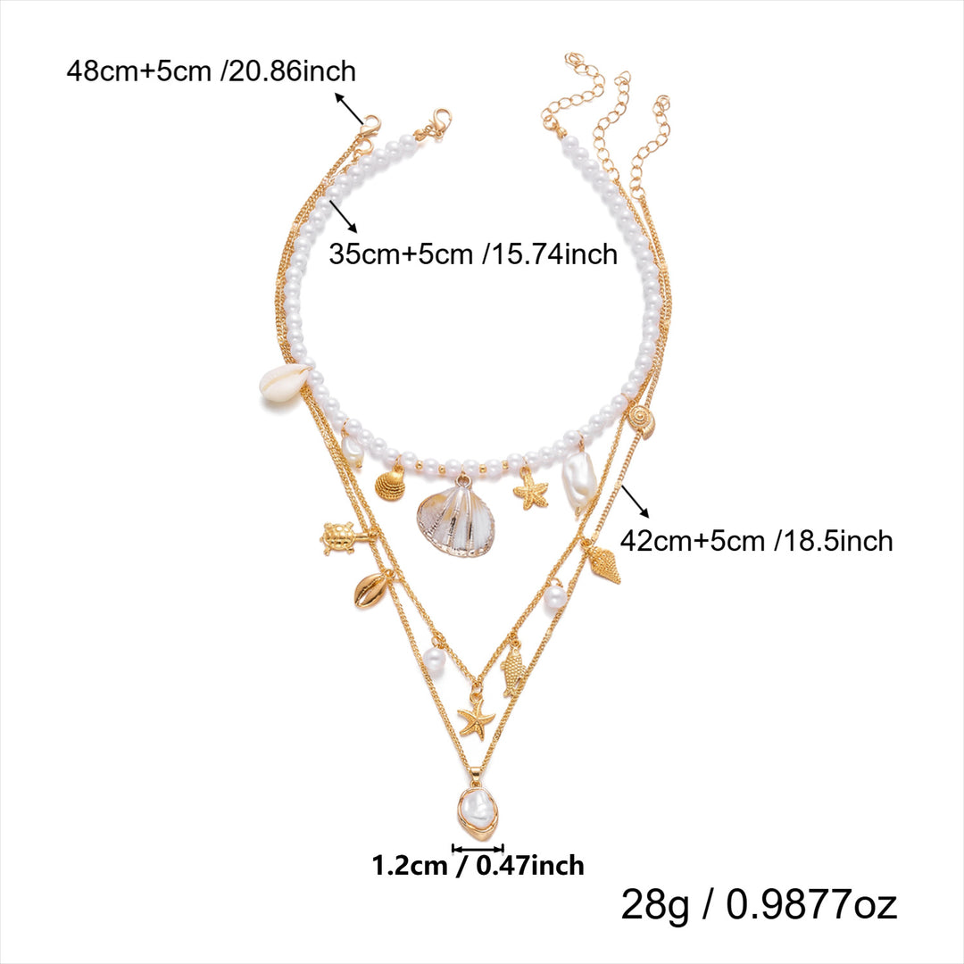 Casual &amp; Versatile Bohemian Starfish Shell Pendant Multi-strand Necklaces for Women Beach Jewelry
