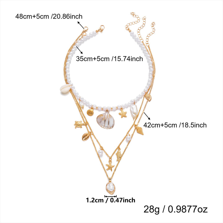 Casual &amp; Versatile Bohemian Starfish Shell Pendant Multi-strand Necklaces for Women Beach Jewelry