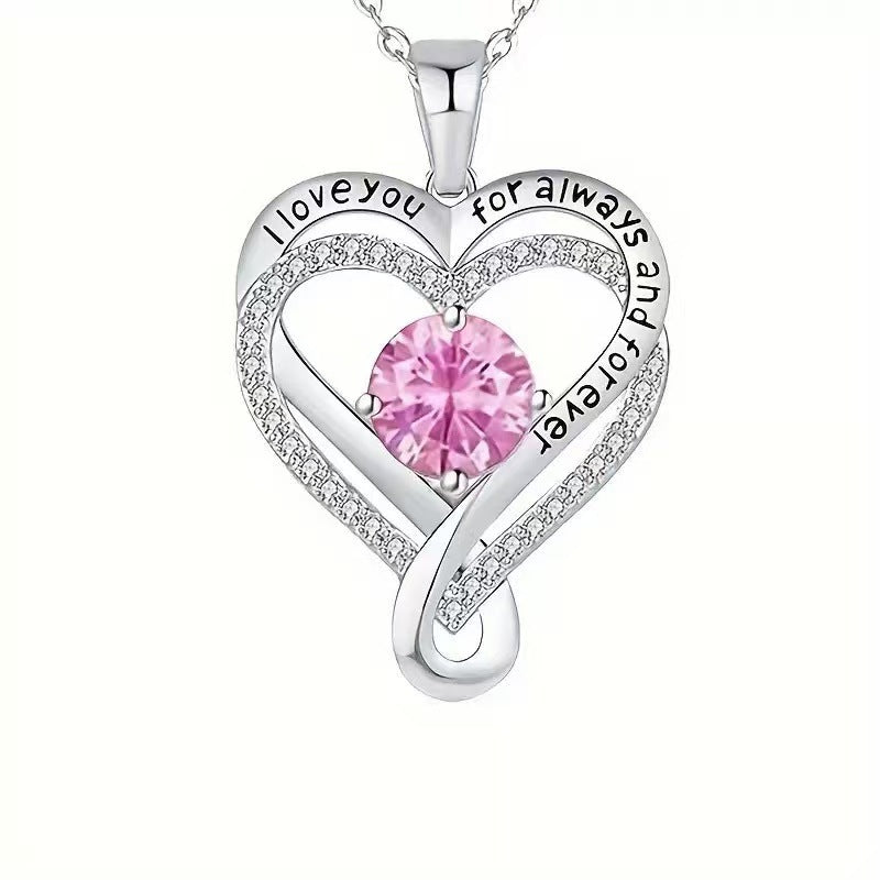 December Birthstone Eternal Heart Double Heart Necklace for Women