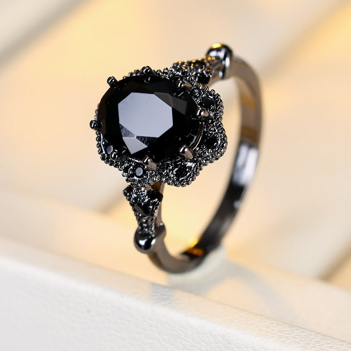 Vintage Black Gemstone Halloween Ring Set, Great for Birthday, Halloween Gift &amp; Daily Wear