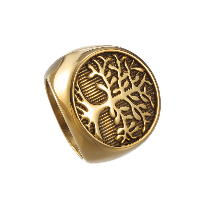 Tree of Life &amp; Solid Signet Rings, Great for Birthday, Christmas Gift and Daily Wear