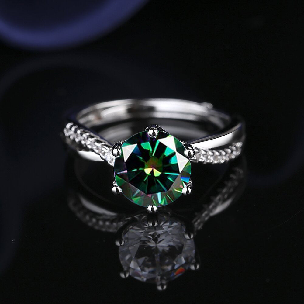 Adjustable Twist Band Round Stone Ring, Multi Color Choice Bridal Promise Statement Ring for Women