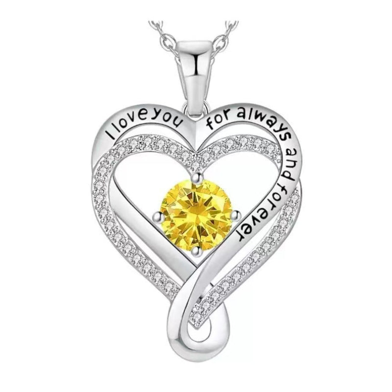 December Birthstone Eternal Heart Double Heart Necklace for Women