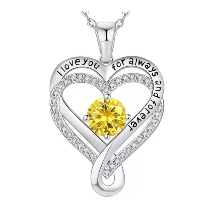 December Birthstone Eternal Heart Double Heart Necklace for Women
