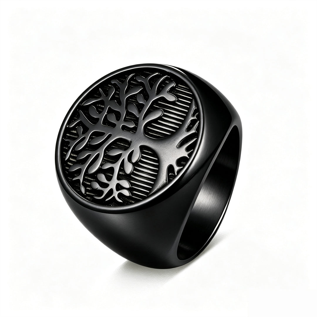 Tree of Life &amp; Solid Signet Rings, Great for Birthday, Christmas Gift and Daily Wear