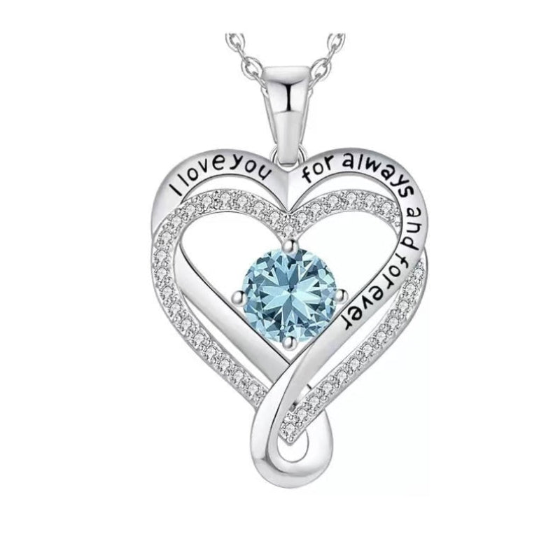 December Birthstone Eternal Heart Double Heart Necklace for Women