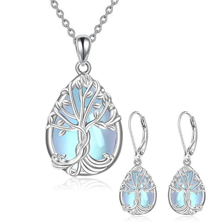 Tree of Life Necklace/Earrings Jewelry Set, Ideal for Birthday, Christmas Gift and Daily Wearing