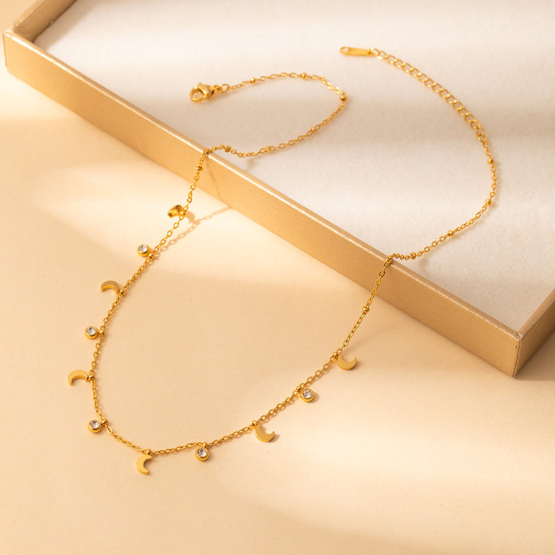 Dainty Dangling Charm Diamond Choker Necklace, Minimalist Women Daily Stack Jewelry