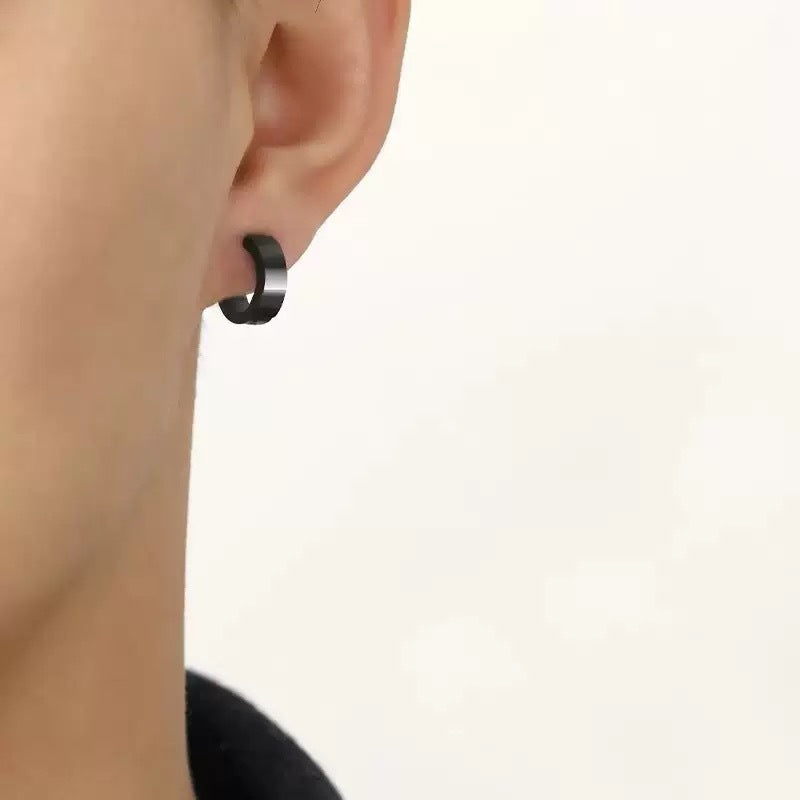 Multi-Style Textured Men’s Earrings, Gothic Minimal Streetwear Ear Jewelry