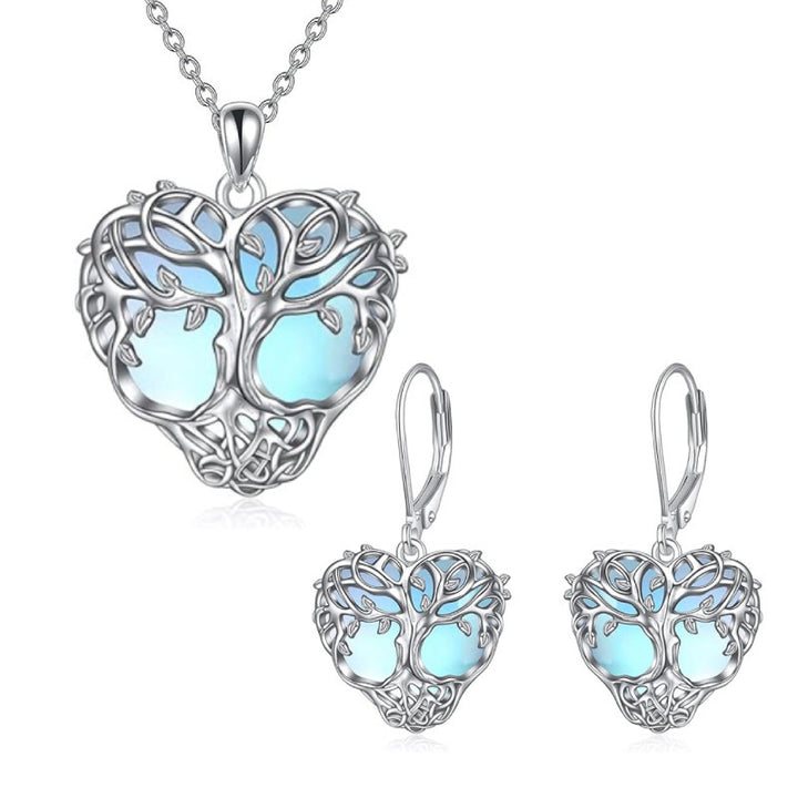 Tree of Life Necklace/Earrings Jewelry Set, Ideal for Birthday, Christmas Gift and Daily Wearing