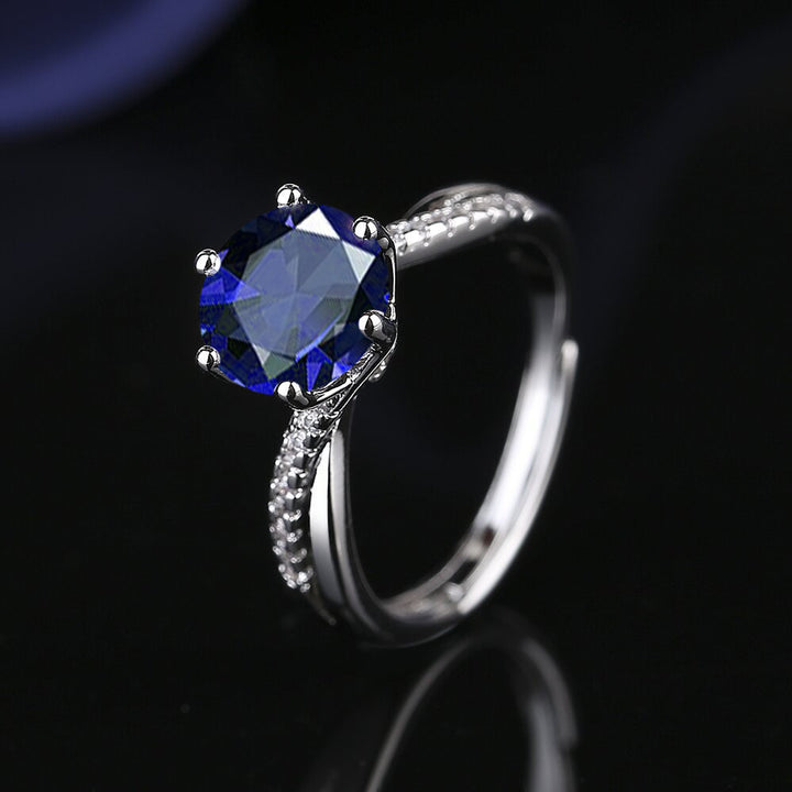 Adjustable Twist Band Round Stone Ring, Multi Color Choice Bridal Promise Statement Ring for Women