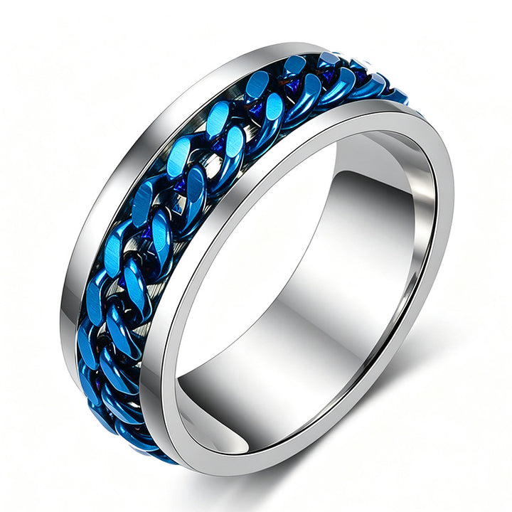 Rotatable Chain Fidget Ring, Cool Spinner Band for Men Daily Wear, Ideal Casual Gift for Him