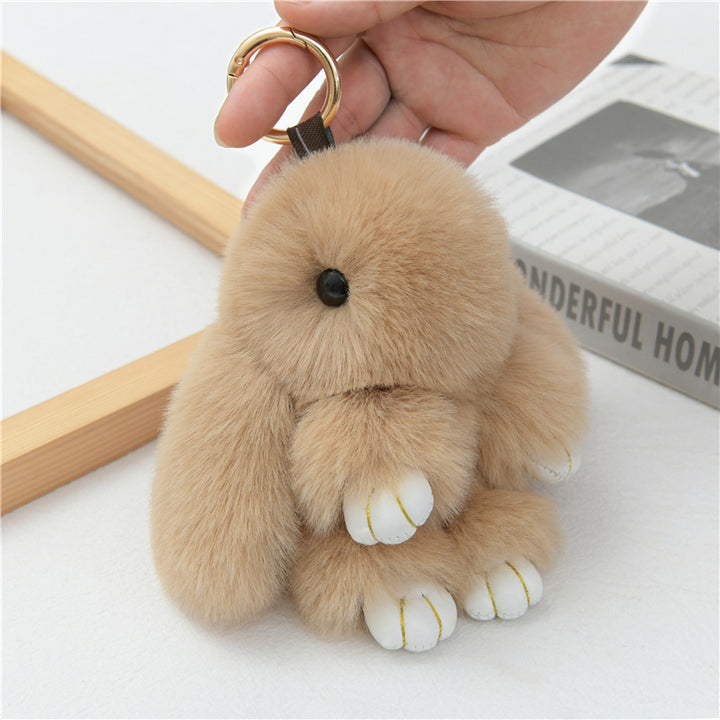 Cute Fluffy Bunny Keychain Charm, Soft Plush Rabbit Bag Pendant, Multi-color Accessory